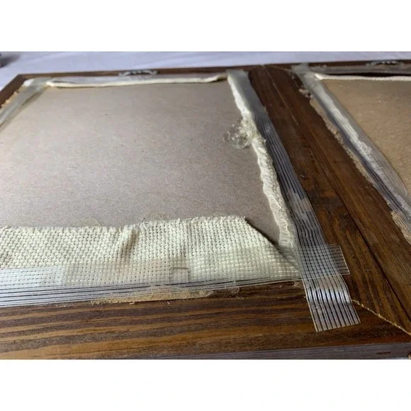 2 Beautiful Finished & Framed Cross Stitch Pictures 80's Granny Core Vintage - Picture 8 of 8